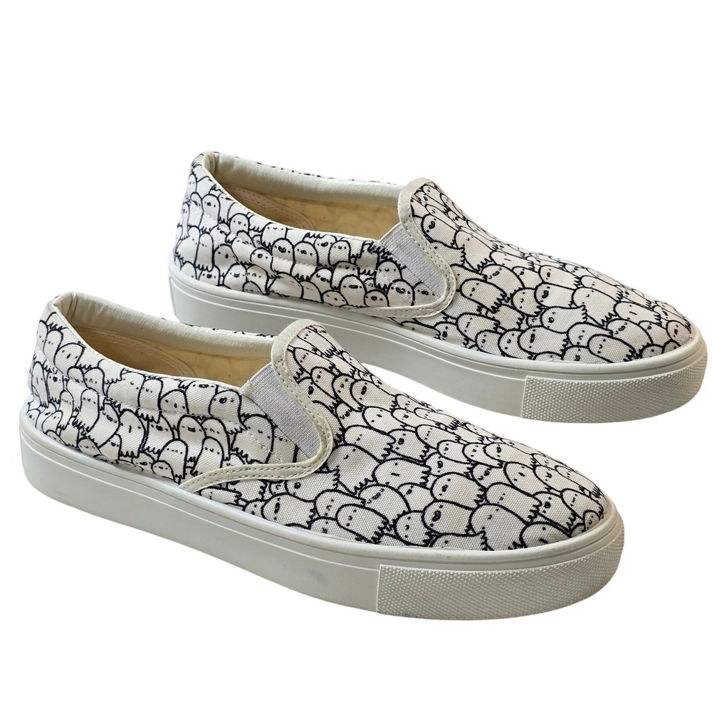 Pampling Made in Spain Ghost Print Canvas Slip On Shoes Women's Size 39/US 9